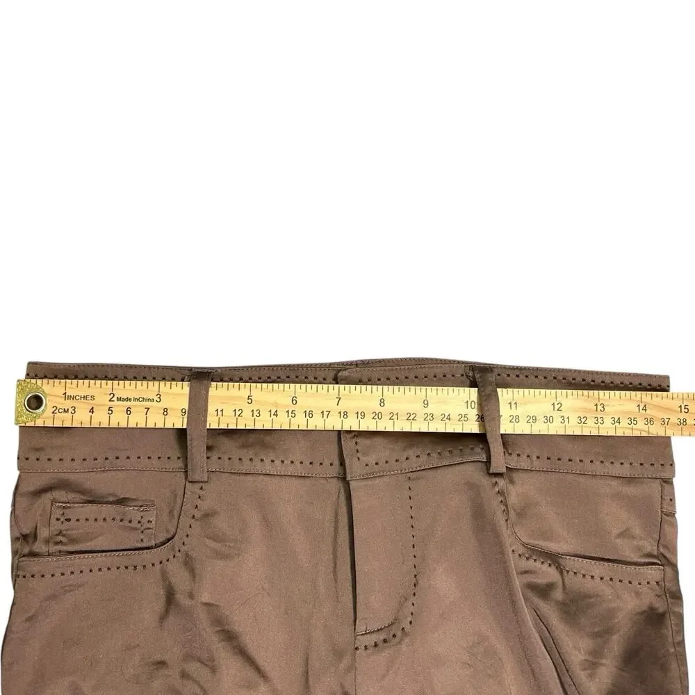 Vintage Cache Womens 6 Y2K Bronze Metallic Satin Brown Bootcut Pants Low Rise - Picture 11 of 14